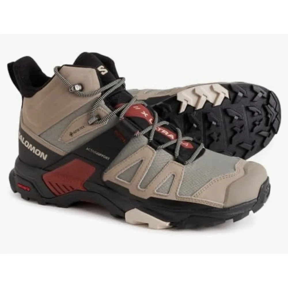 Salomon X Ultra 4 Mid Gore-Tex Hiking Boots Waterproof Vintage Khaki Black US 13